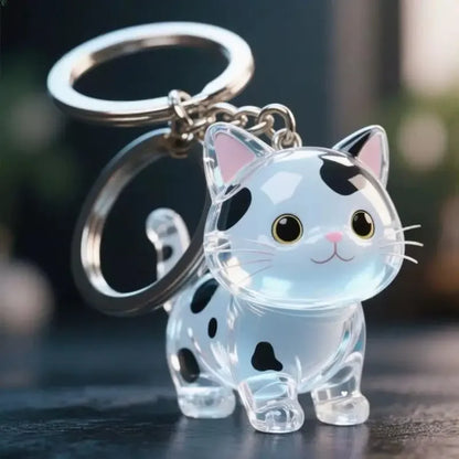 Cute Cat Hair Storage Keychain Bag Pendant Transparent Pet Fur Keepsake Capsule Souvenir Collection Gift Decoration Accessories