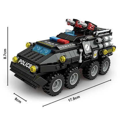 6 in 1 Military Building Blocks Tiger Police Car Armored Vehicle Aircraft Set Boys DIY Construction Toys Christmas Birthday Gift