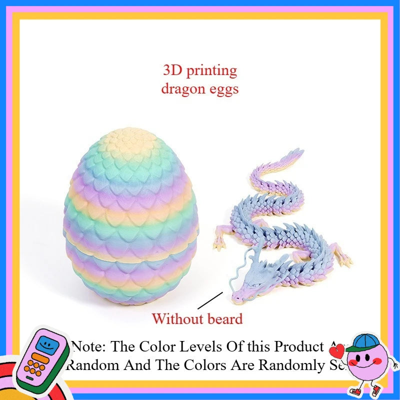 3D Printed Dragon Eggs, Containing Little Dragons, Easter 3D Movable Eggs, Stress-Relieving Toys, Surprise Printed Animal Toys