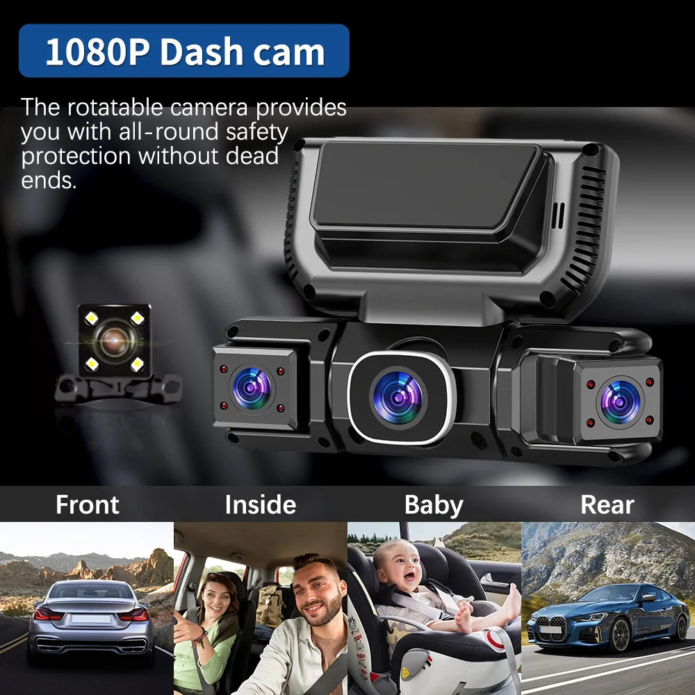 New WIFI 4Channel 360 Degree  Car Dvr 1080P Video Recorder WiFi APP Dashcam 24h Parking Monitor Rear View Camera Car Recorder