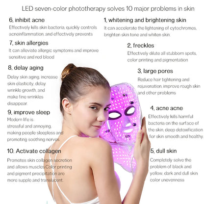 7 Colors LED Face Neck Mask  Whitening  Anti-Wrinkle LED Skin Care Anti Acne Removal Mask Face Mask Beauty SPA Wrinkle Remover