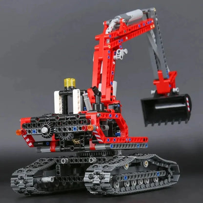 720 Piece Bricks Motorized Excavator Tracked Dumper Technical Model Building Blocks Boy Birthday Gifts Kids Toys For Children