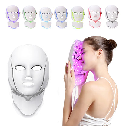 7 Colors LED Face Neck Mask  Whitening  Anti-Wrinkle LED Skin Care Anti Acne Removal Mask Face Mask Beauty SPA Wrinkle Remover