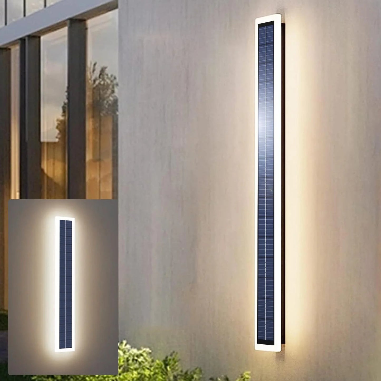 Solar Wall Lights Outdoor IP65 Waterproof LED 60CM Long, Acrylic Lampshade 10W Wall Mount Light for Porch Patio Entryway