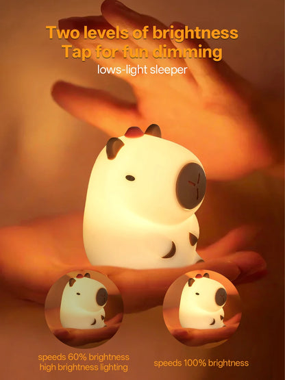 Cute Pear Night Light 7-Color Dimmable Touch-Controlled Night Light Silicone Stress Reducing Pat Duck Lamp USB Rechargeable