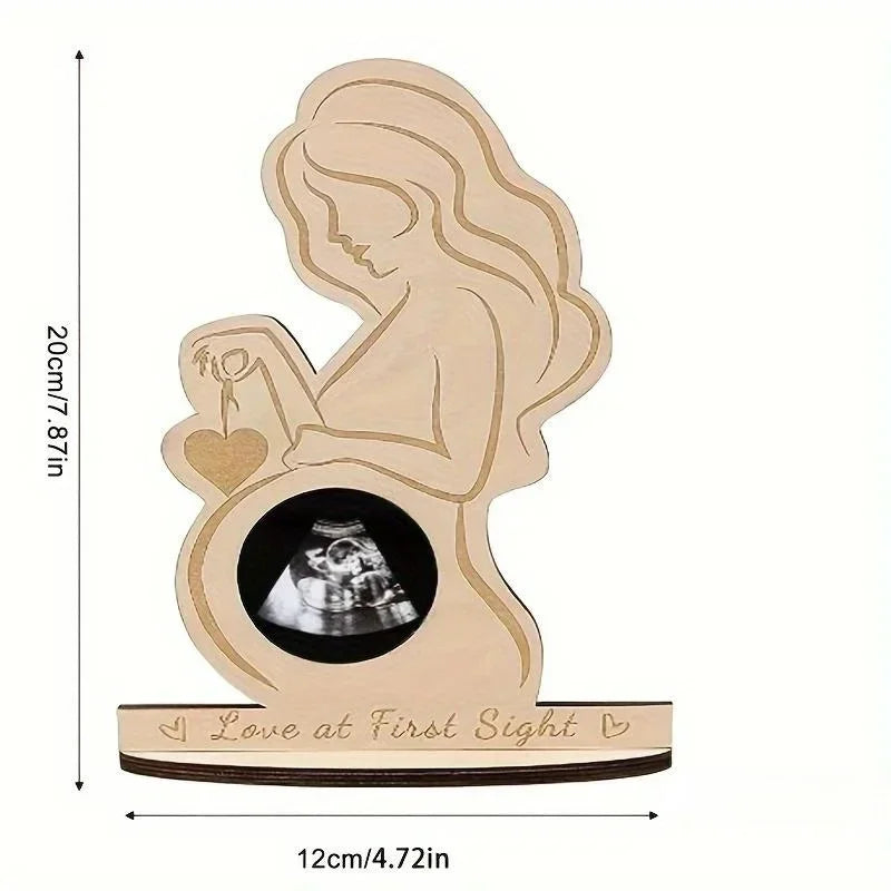 Wood Baby Ultrasound Photo Frame Pregnant Mother Keepsakes Infant Sonogram Picture Frame Ornament Gift To Expectant Mother