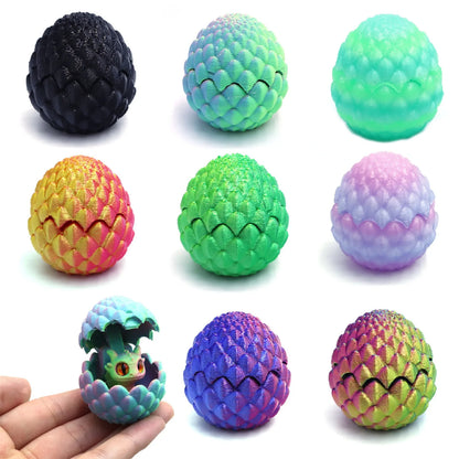 Cute Mini 3D Printing Dragon + Egg Toy Set Creative Simulation Dragon Egg Model Easter Home Decoration Ornaments Children Gifts