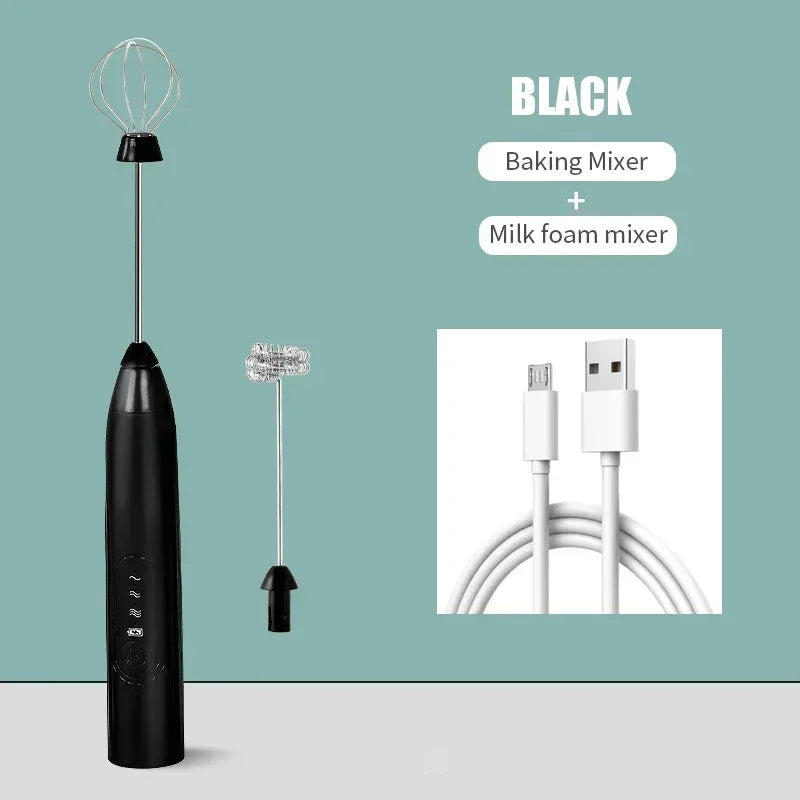 2-in-1 Kitchen Items USB Charging Electric Egg Beater Mini Blender Kitchens Accessories Mixer Household Gadgets Double Head Bar