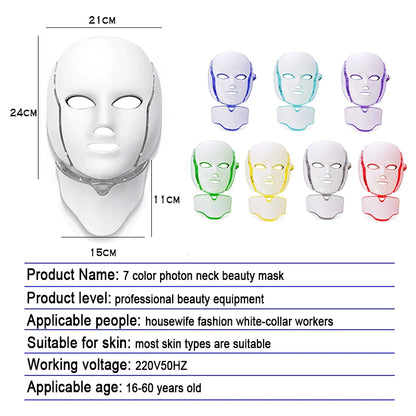 7 Colors LED Face Neck Mask  Whitening  Anti-Wrinkle LED Skin Care Anti Acne Removal Mask Face Mask Beauty SPA Wrinkle Remover