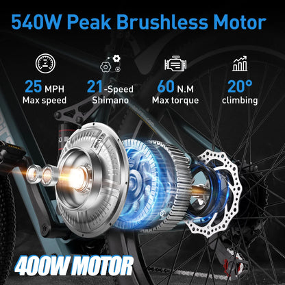 Aairsk GT900 Ebike 250W Motor 36V 13AH Battery Electric Bicycle Mountain OffRoad Full Suspension Adult 26Inch Tire Electric Bike