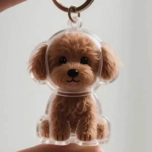 Dog Cat Hair Keychain Fur Container To Fill with Key Ring Accessories Capsule Pendant Storage Bag Pet Put in Keepsake Poodle