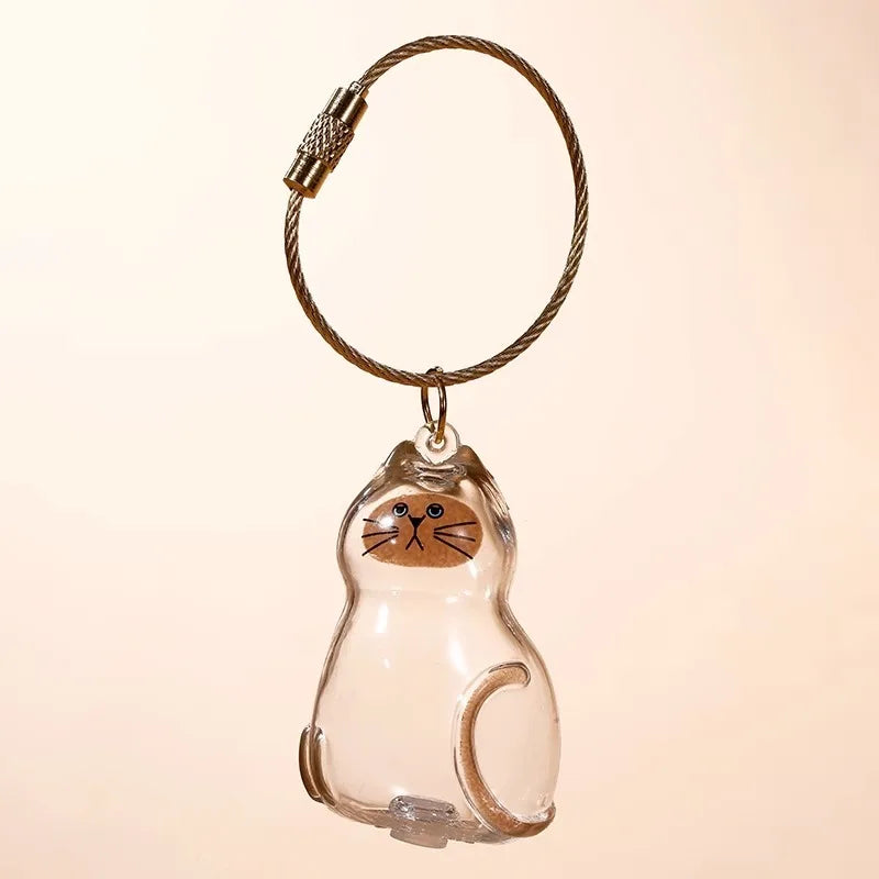 Dog Cat Hair Keychain Fur Container To Fill with Key Ring Accessories Capsule Pendant Storage Bag Pet Put in Keepsake Poodle