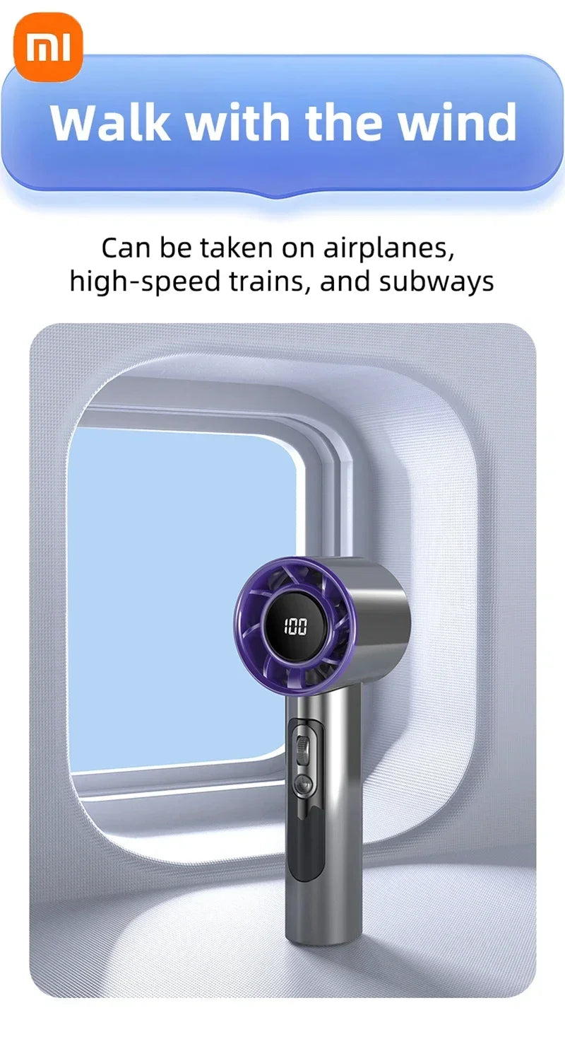 Xiaomi 2026 Handheld Turbo Fan R2 With Led Display And 100 Gears Wind Speed Usb Charging Small Wind Cannon High Speed