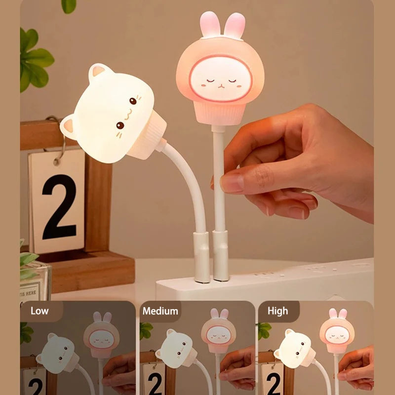 USB Night Light LED Cute Cartoon Night Lamp Bear Chick Kitten Remote Control for Baby Kid Bedroom Decoration Bedside Lamp