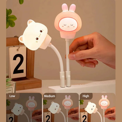 USB Night Light LED Cute Cartoon Night Lamp Bear Chick Kitten Remote Control for Baby Kid Bedroom Decoration Bedside Lamp