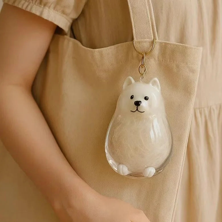 Dog Cat Hair Keychain Fur Container To Fill with Key Ring Accessories Capsule Pendant Storage Bag Pet Put in Keepsake Poodle