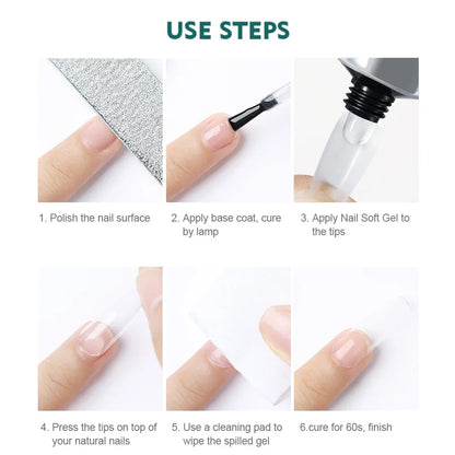 Nailpop 20g Soft Fake Nail Tips Gel Glue Polish Soak Off UV LED Nail Art Gel Short False Nail Extension Function Adhesive Gel
