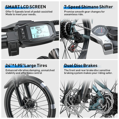 Aairsk GT300 Adult E-bike 250W Motor 36V 10Ah Battery Electric Bike 26 Inch Fat Tire E-Mountain bike Off-road Electric bicycle