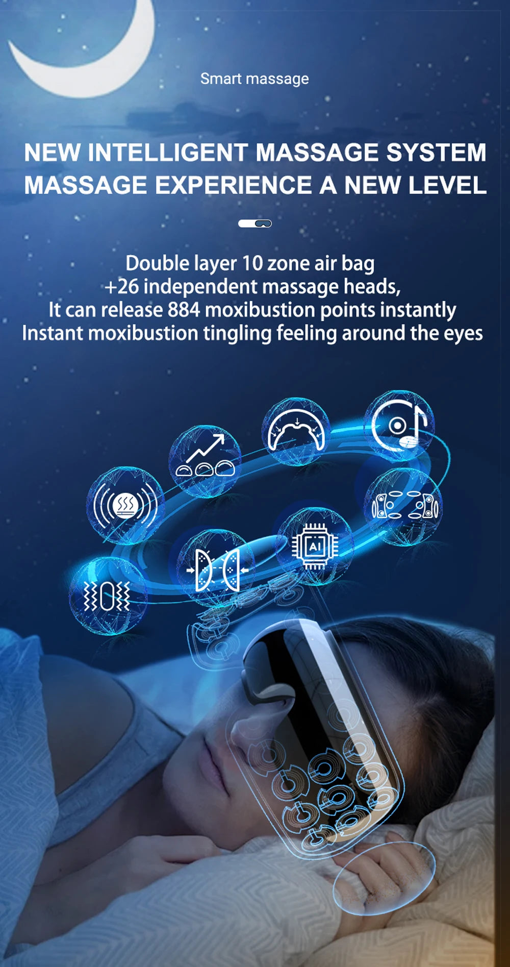 Electric Eye Massager 4D Music Hot Compress Air Bag Pressure Vibration Massage Eye Care Instrument Relief Fatigue Improve Sleep