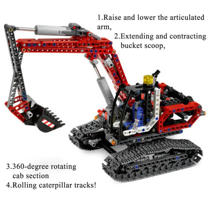 720 Piece Bricks Motorized Excavator Tracked Dumper Technical Model Building Blocks Boy Birthday Gifts Kids Toys For Children