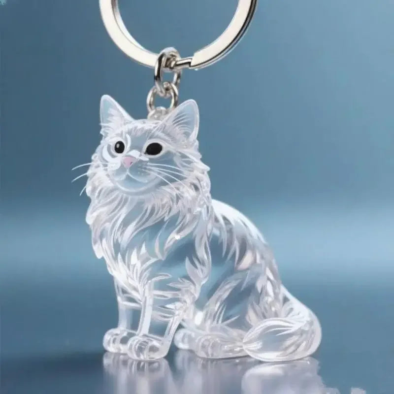Cute Cat Hair Storage Keychain Bag Pendant Transparent Pet Fur Keepsake Capsule Souvenir Collection Gift Decoration Accessories
