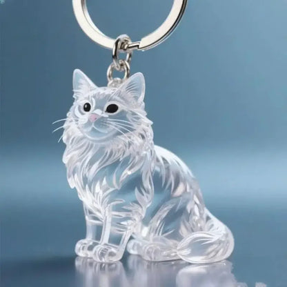 Cute Cat Hair Storage Keychain Bag Pendant Transparent Pet Fur Keepsake Capsule Souvenir Collection Gift Decoration Accessories