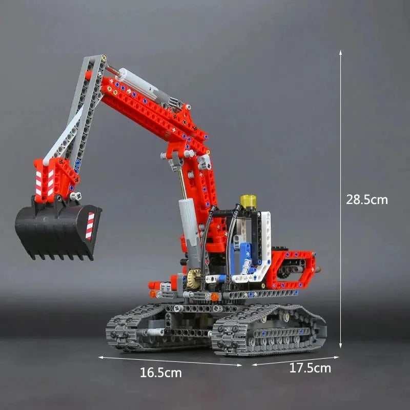 720 Piece Bricks Motorized Excavator Tracked Dumper Technical Model Building Blocks Boy Birthday Gifts Kids Toys For Children